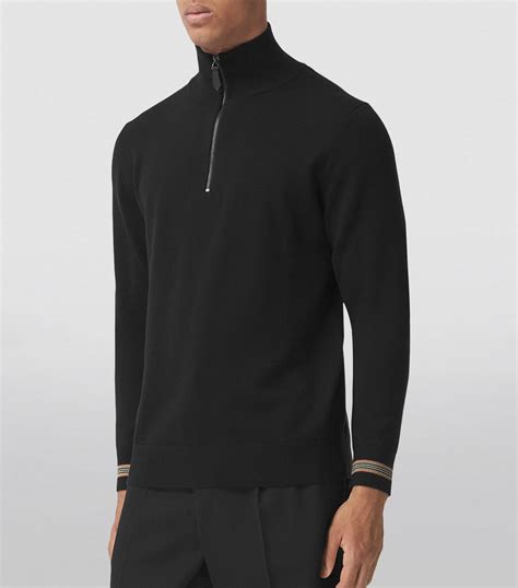 burberry 1 4 zip pullover|BURBERRY Wool Half.